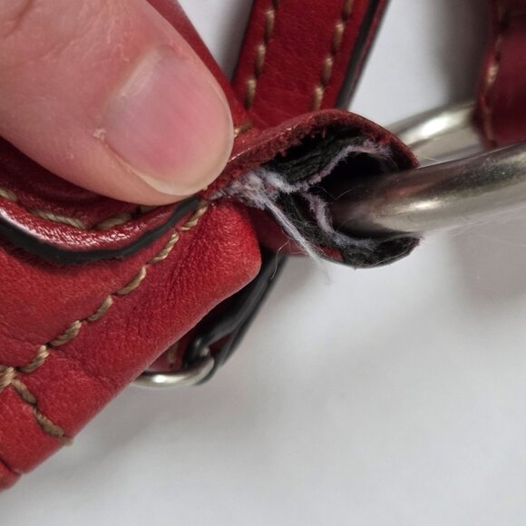 Fossil Purse Red Leather Hobo Boho Shoulder Bag - Picture 16 of 16